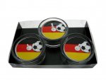 Teelichter mit Motiv "Deutschlandflagge und Fußball" mit Teelichtgläsern 3er Pack, Villa Verde